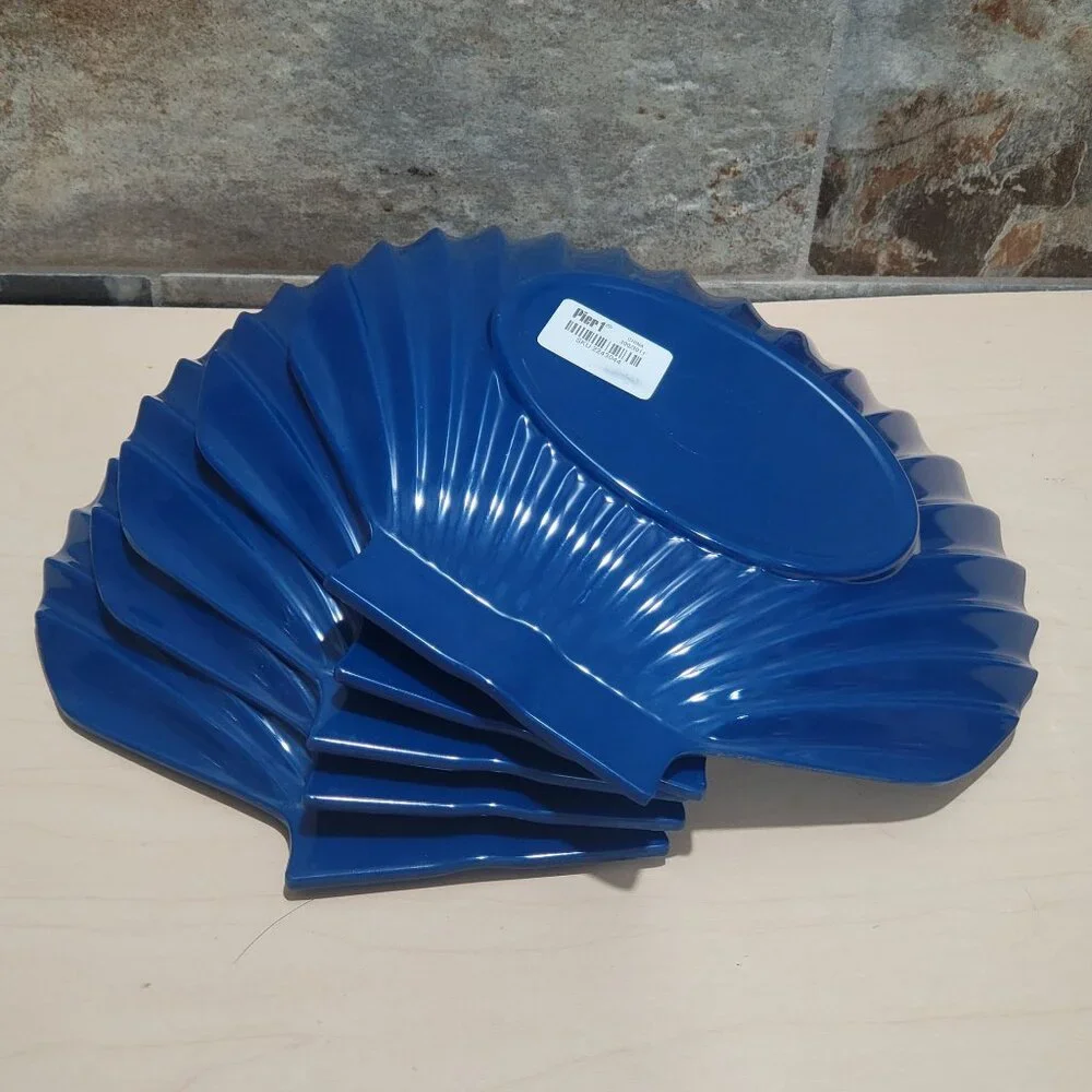 Pier 1 Scalloped Shell Shaped Blue Salad Plates Set of 5